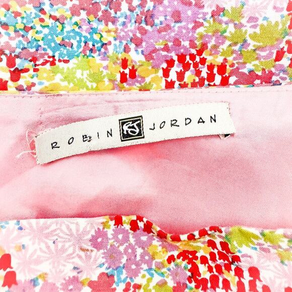Robin Jordan Patterned Flower Pleated Colorful Skater Skirt Size M/L - Picture 2 of 4